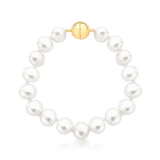 Pulseira pérolas shell brancas ovais