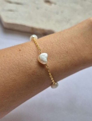 Pulseira pérolas água doce banhada a ouro 18k