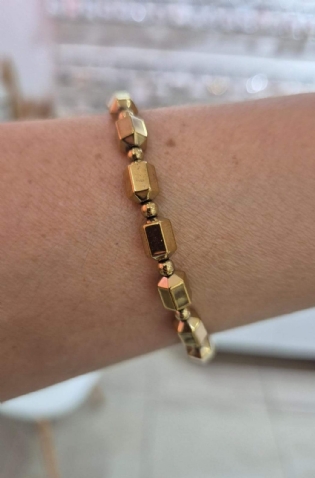 Pulseira hematitas assimétricas douradas