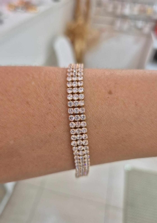 Pulseira riviera tripla banhada a ouro 18k
