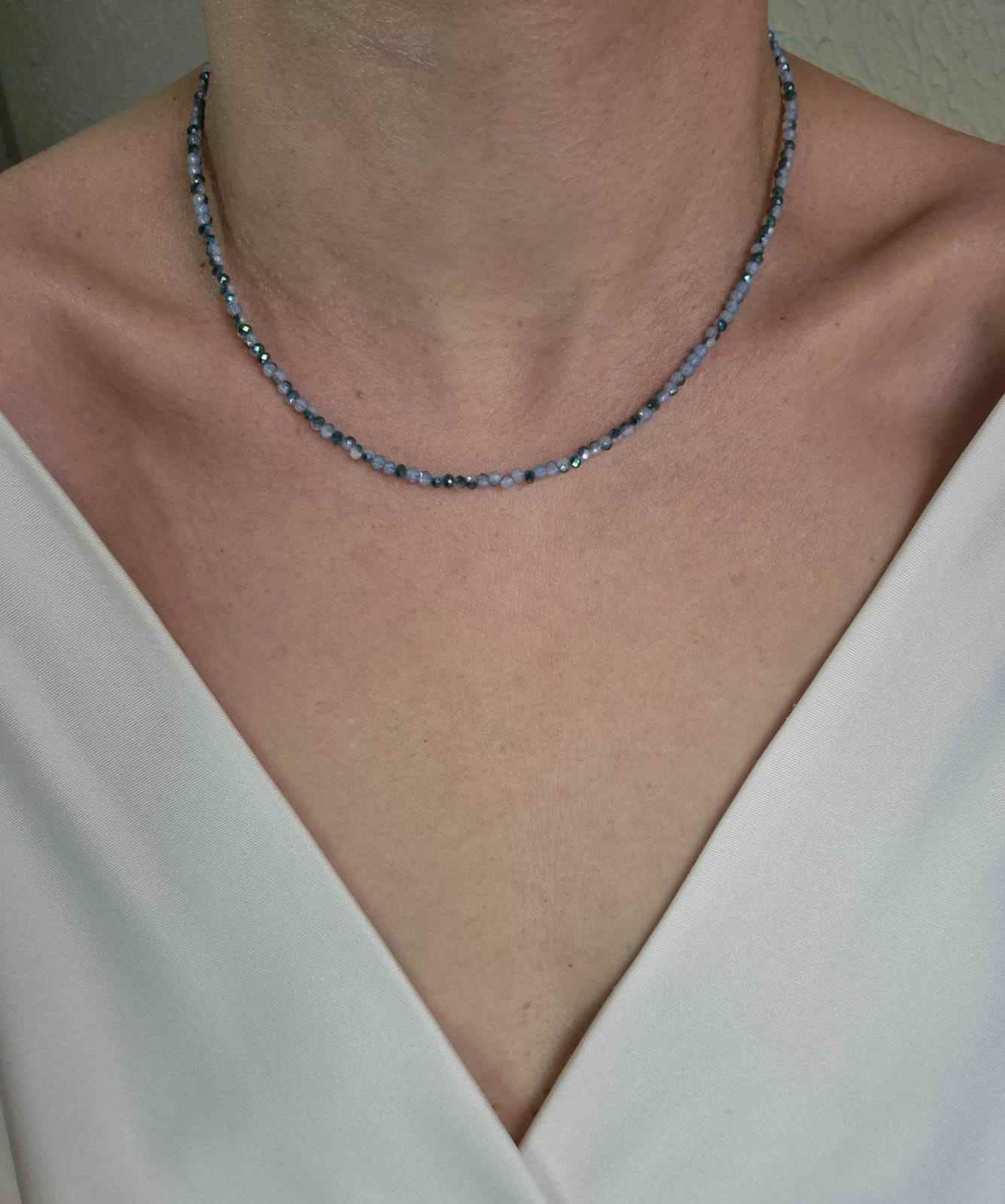 Chocker cristais tons de azul e verde