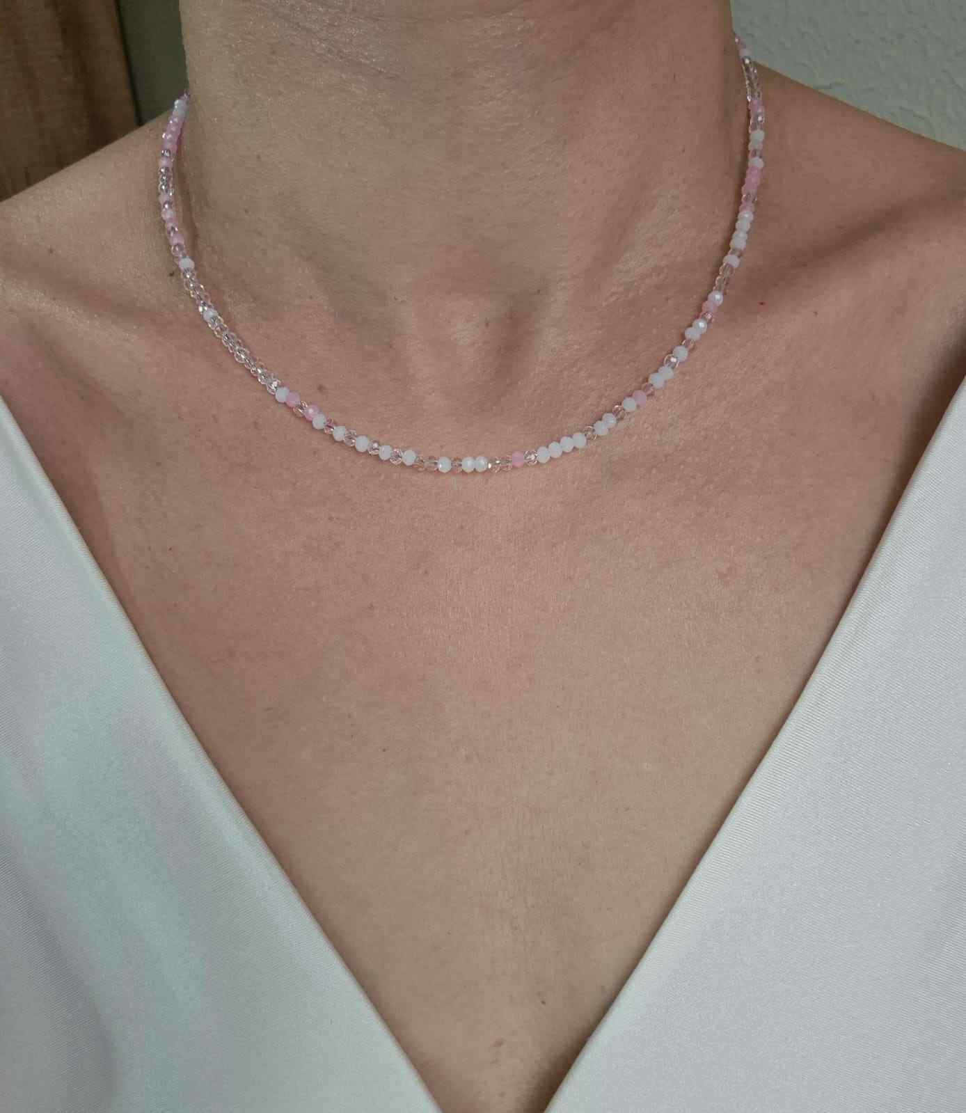 Chocker cristais tons de rosa