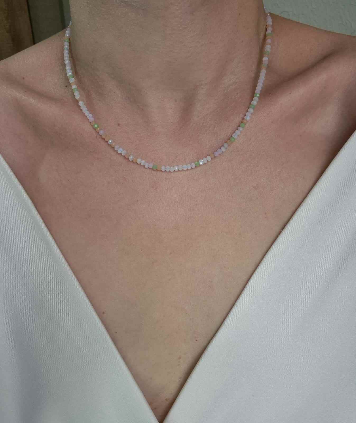 Chocker cristais tons pastel