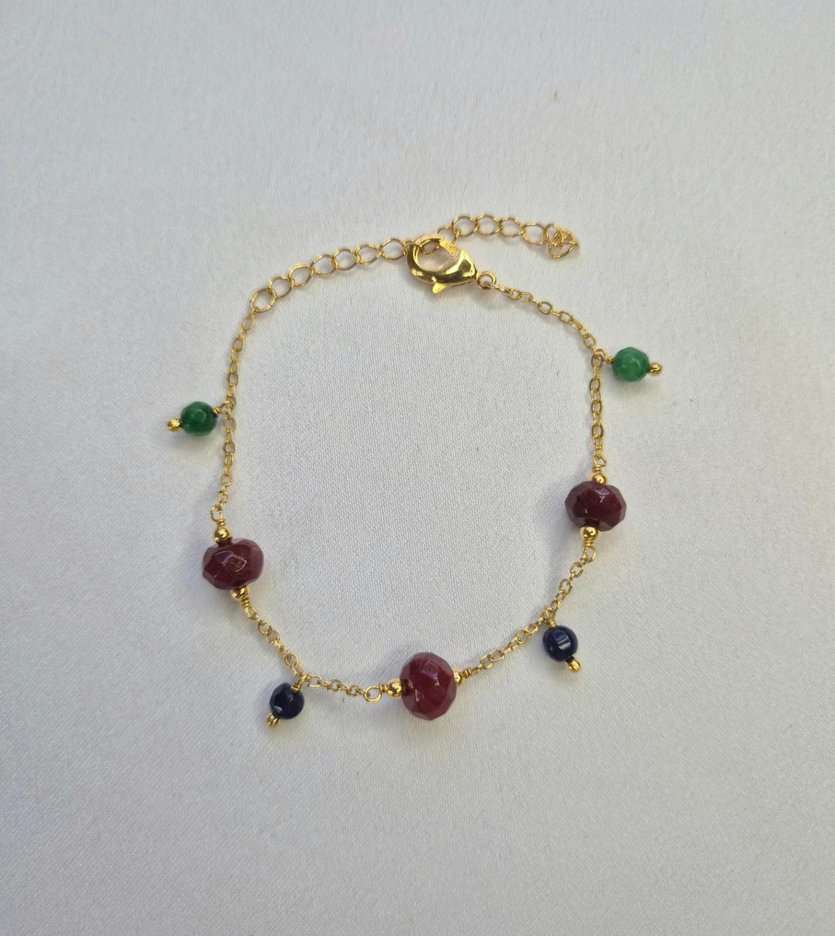 Pulseira pedras tricolor