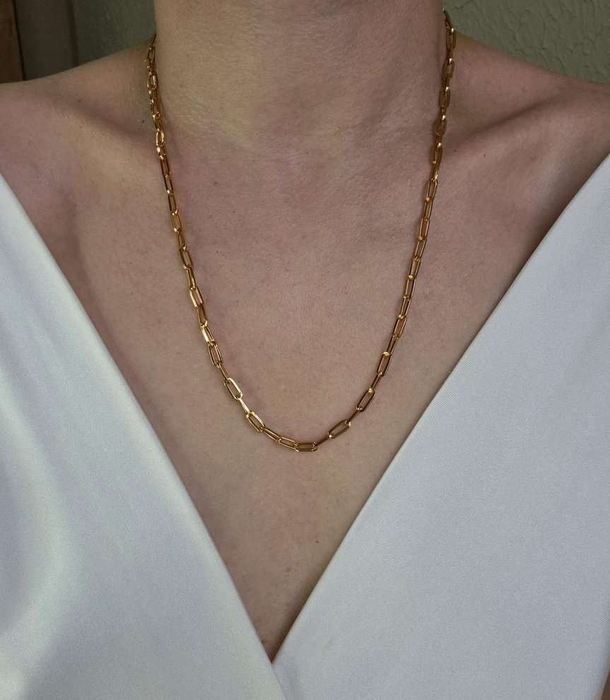 Colar longo cartier elos grandes banhado a ouro 18k