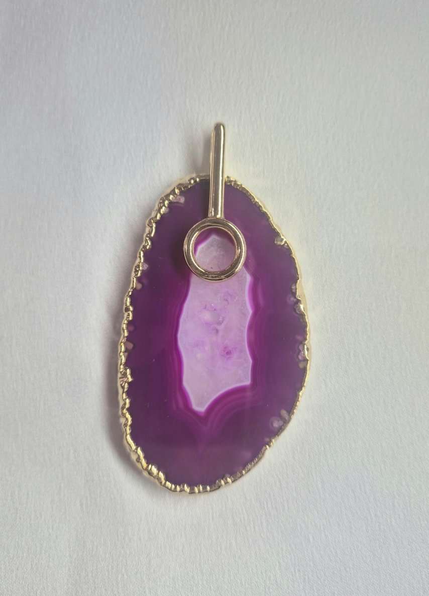 Pingente geodo ágata pink oval