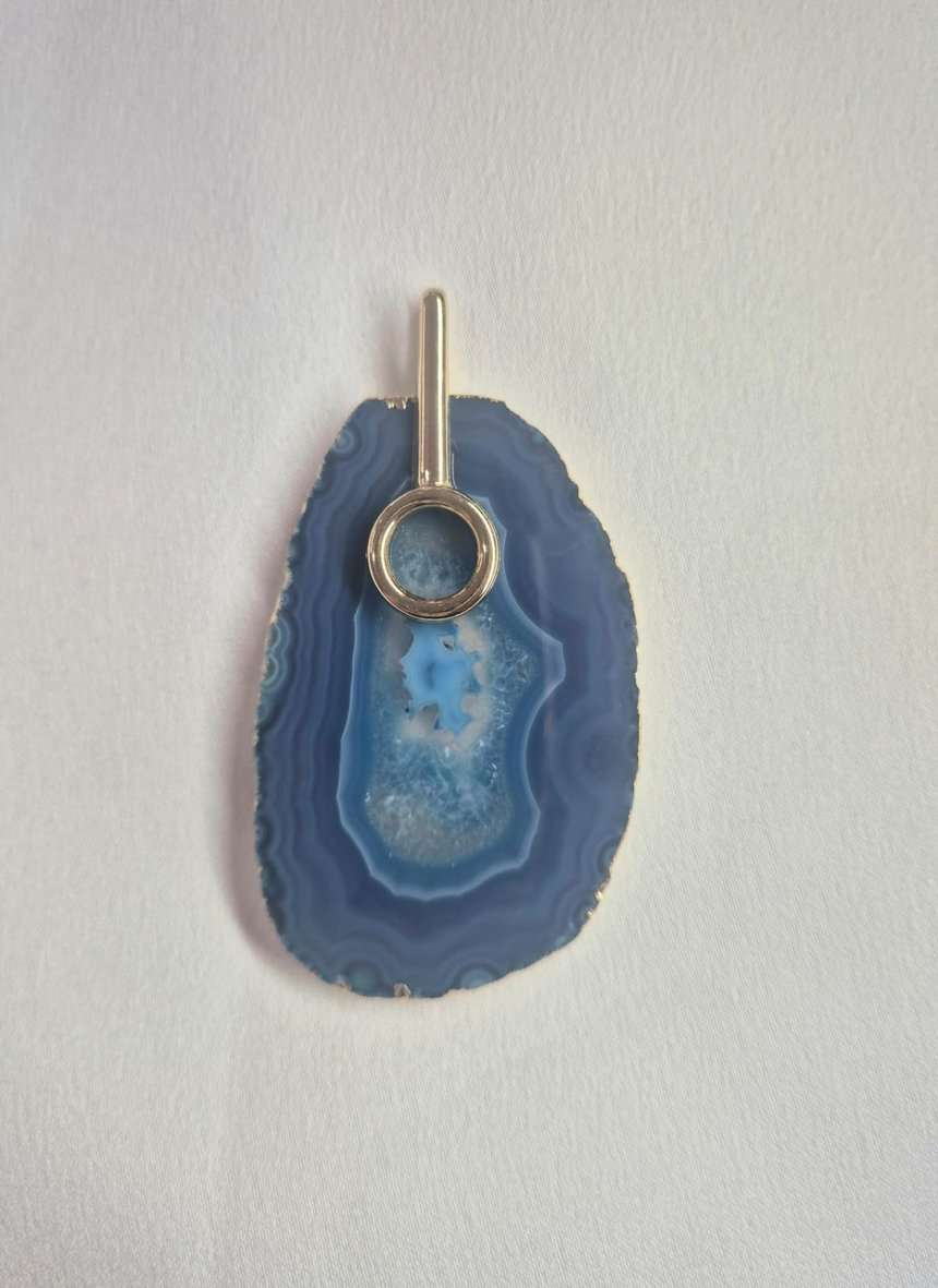 Pingente geodo ágata azul
