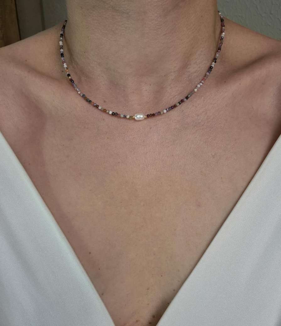 Chocker turmalina e pérola barroca