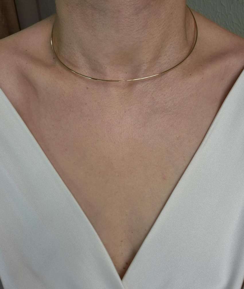 Chocker aro rígido banhado a ouro 18k