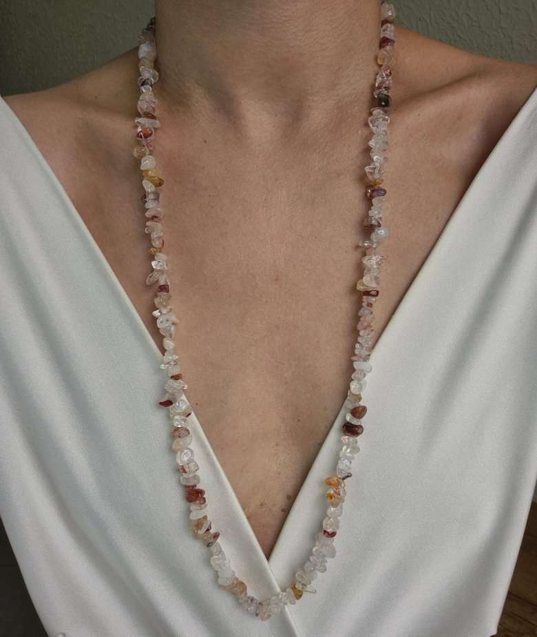 Colar longo ágata mix tons