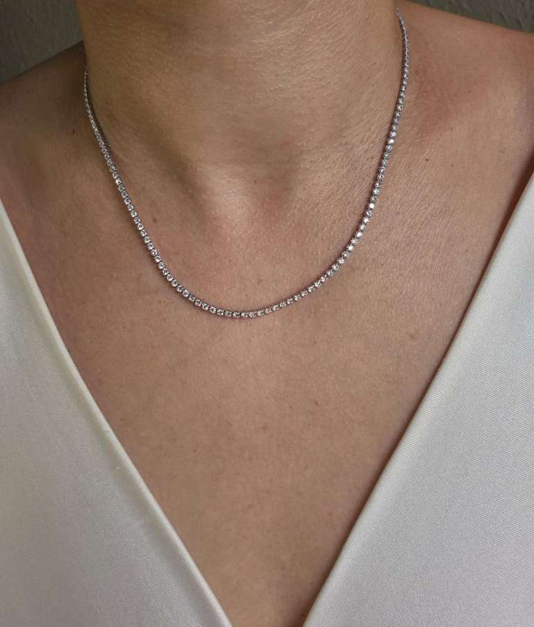 Colar riviera zirconias banhado a ródio