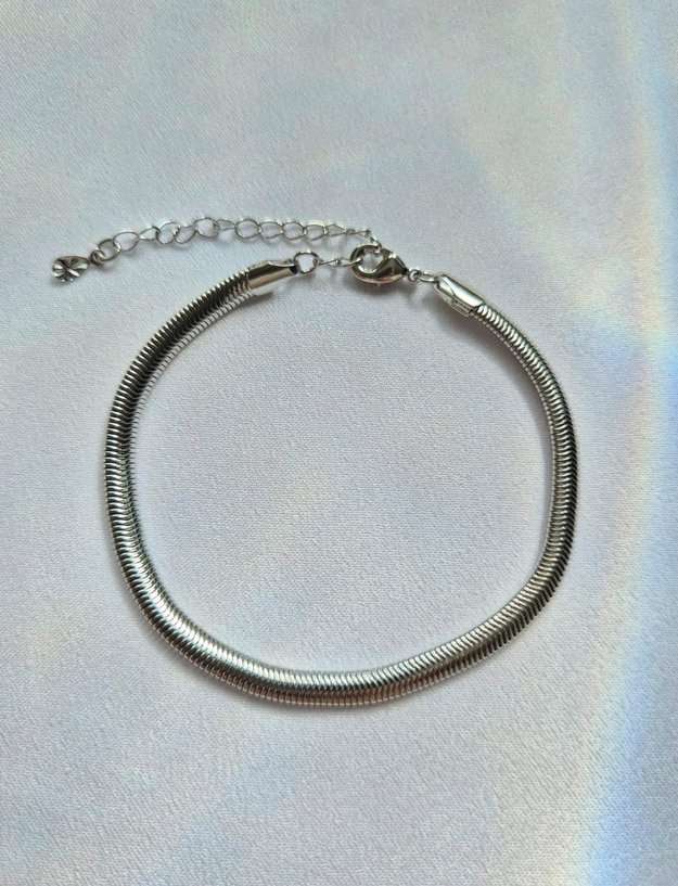 Pulseira malha banhada a ródio