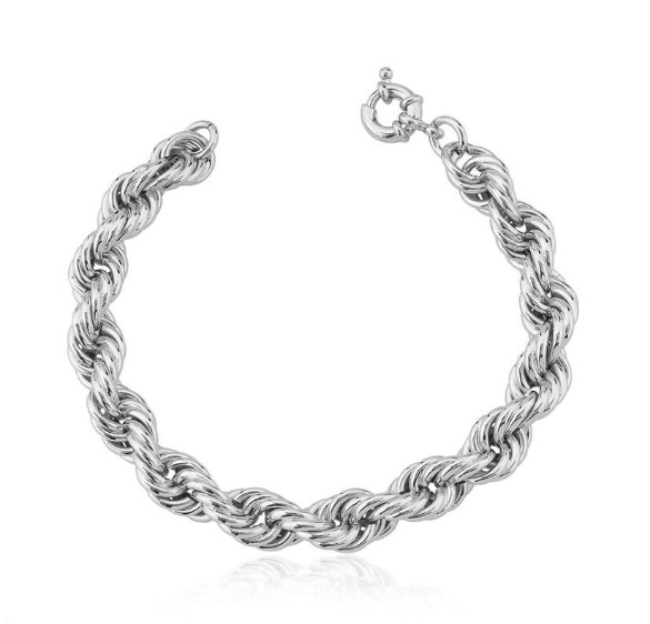 Pulseira cordão baiano 9mm banhado a ródio