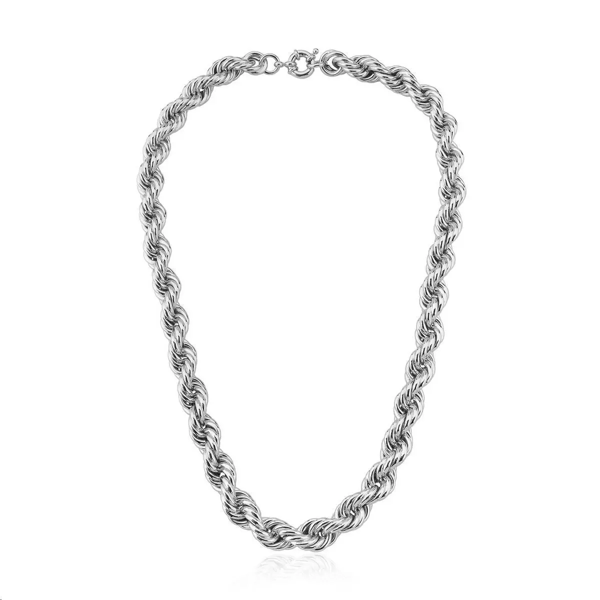 Corrente cordão baiano 9MM banhado a ródio