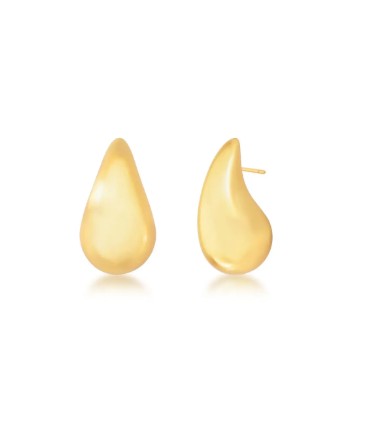 Brinco gota liso M banhado a ouro 18k