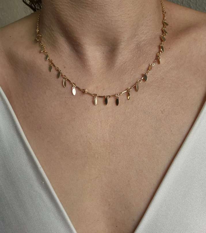 Chocker medalhas navete banhado a ouro 18k