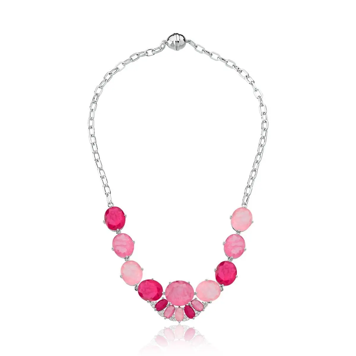 Colar cristais fusion tons de rosa banhado a ródio