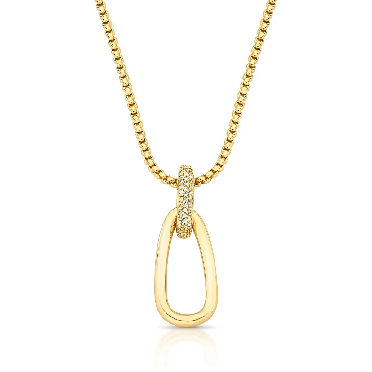 Colar pingente gota vazada cravejada banhado a ouro 18k