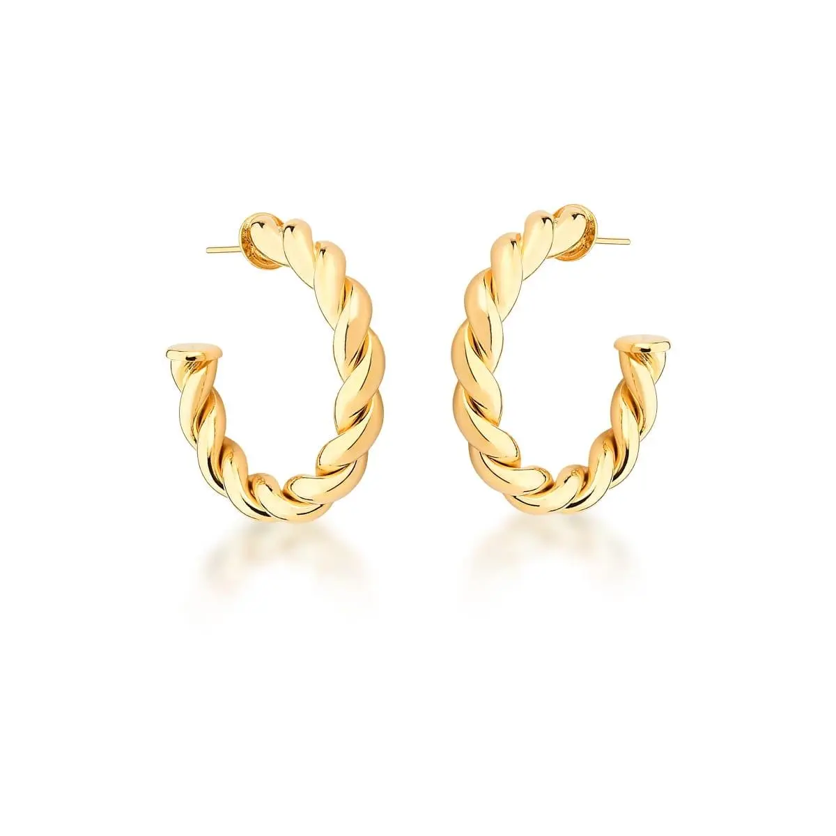 Brinco meia argola torcida banhado a ouro 18k