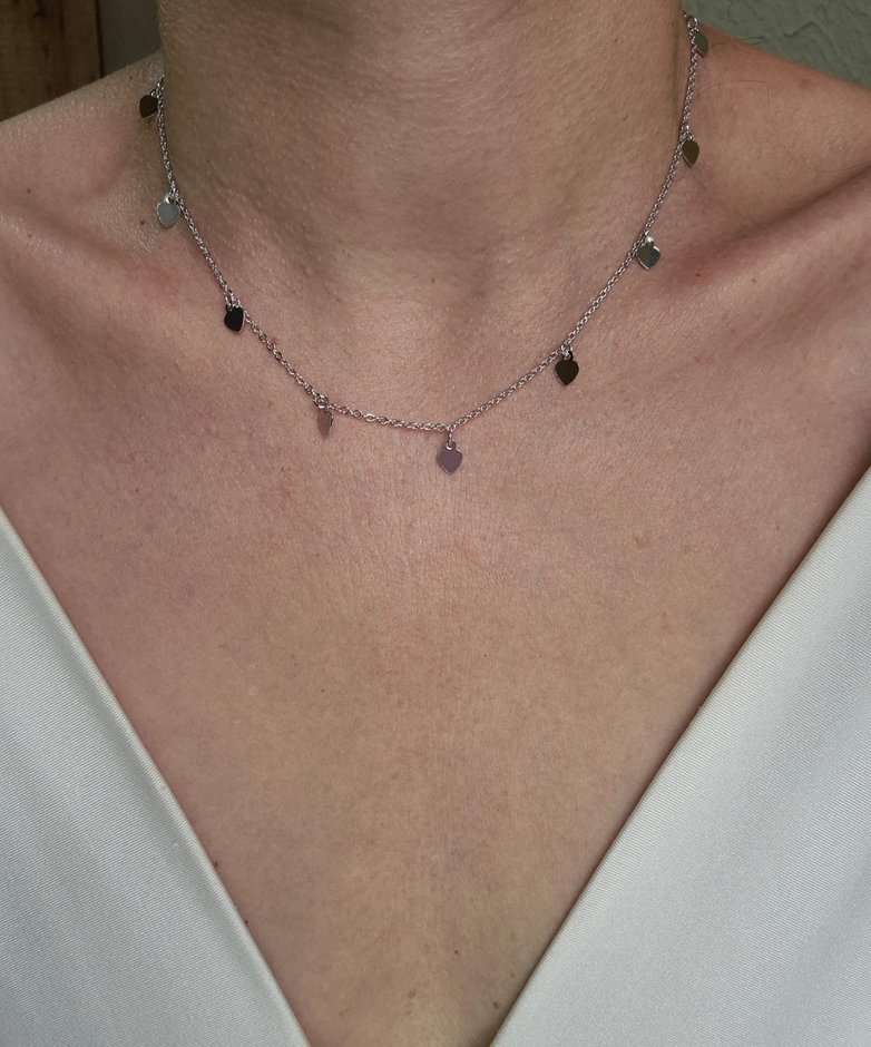 Chocker corações banhado a ródio