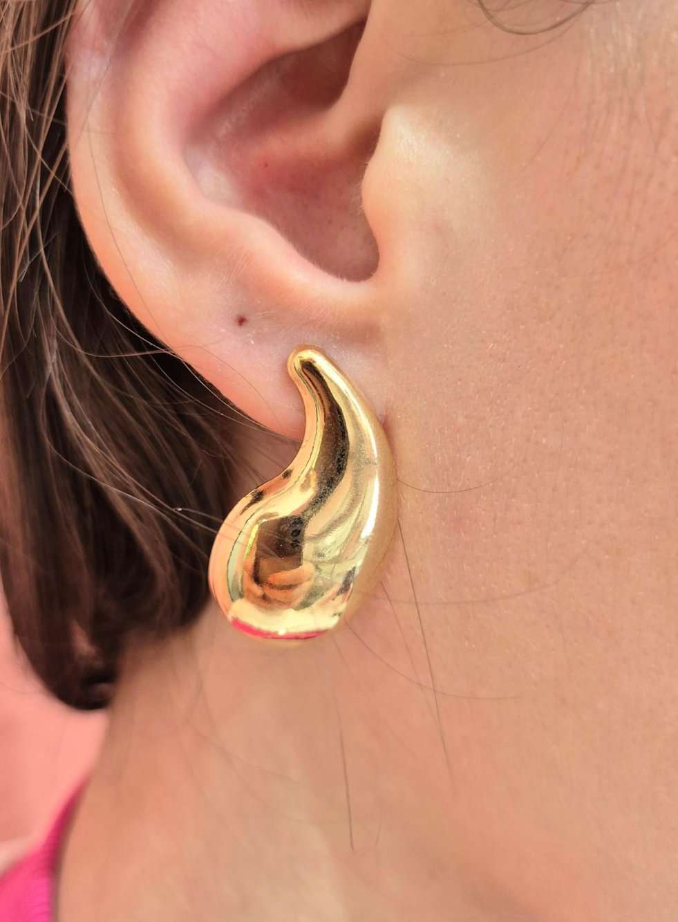 Brinco gota banhado a ouro 18k