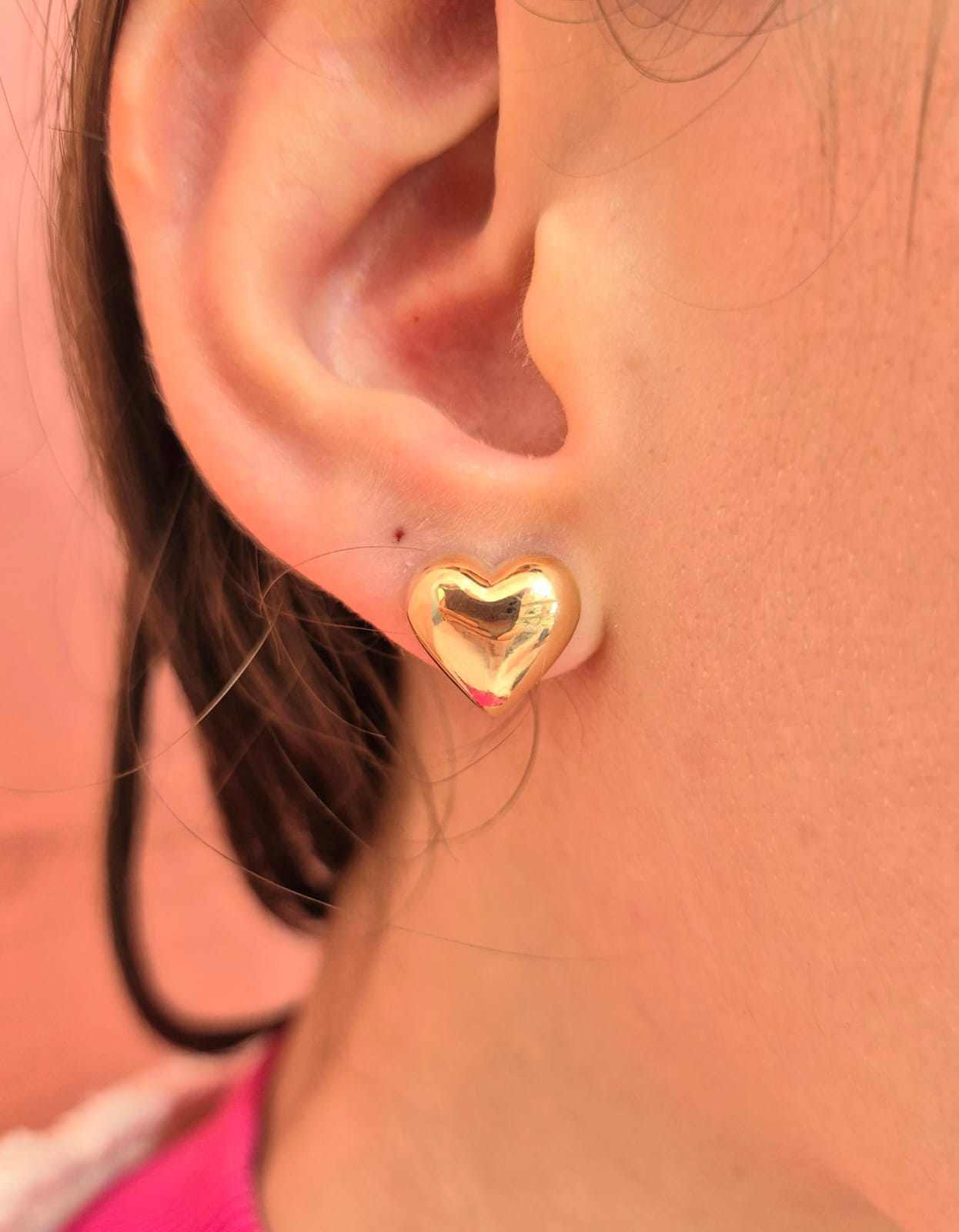Brinco coração banhado a ouro 18k