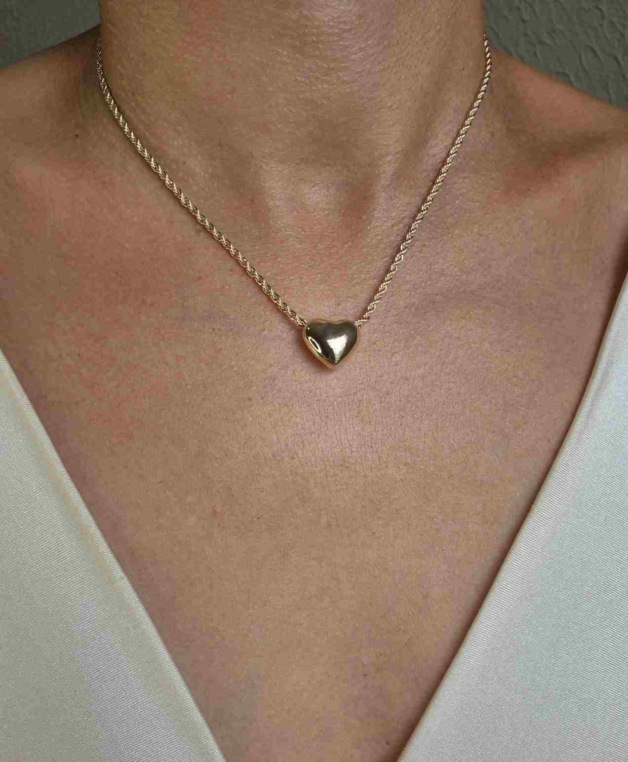 Cordão baiano pingente coração banhado a ouro 18k