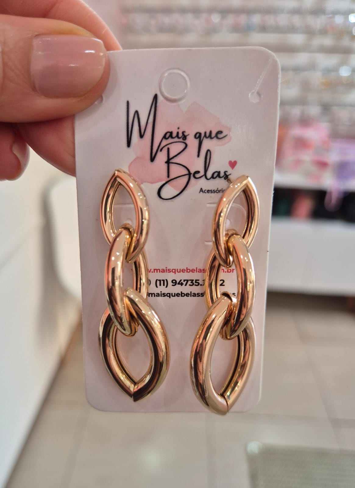 Brinco elos banhado a ouro 18k
