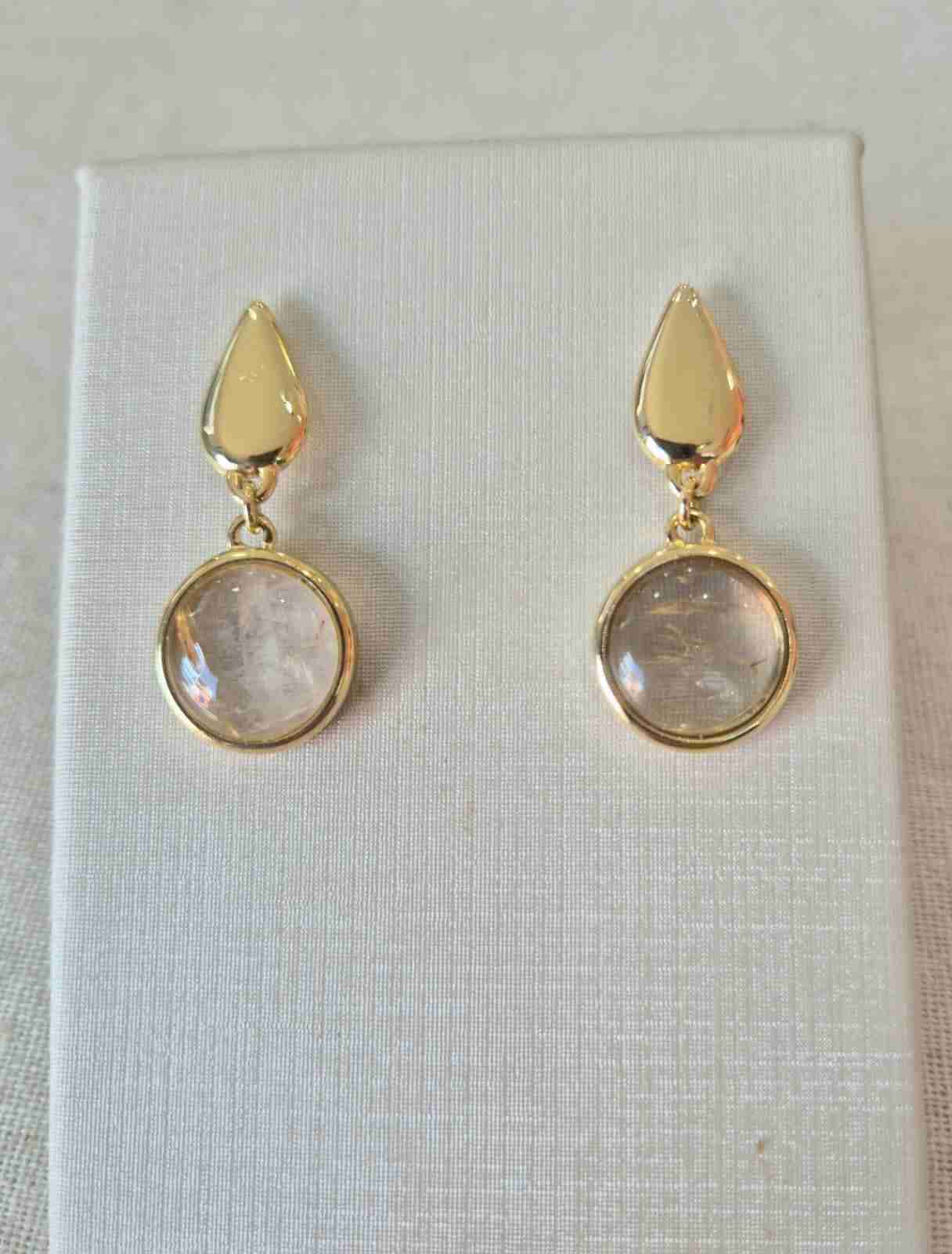 Brinco pendente rutilo banhado a ouro 18k