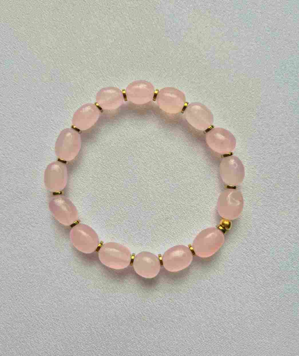 Pulseira jade rosa e hematitas discos