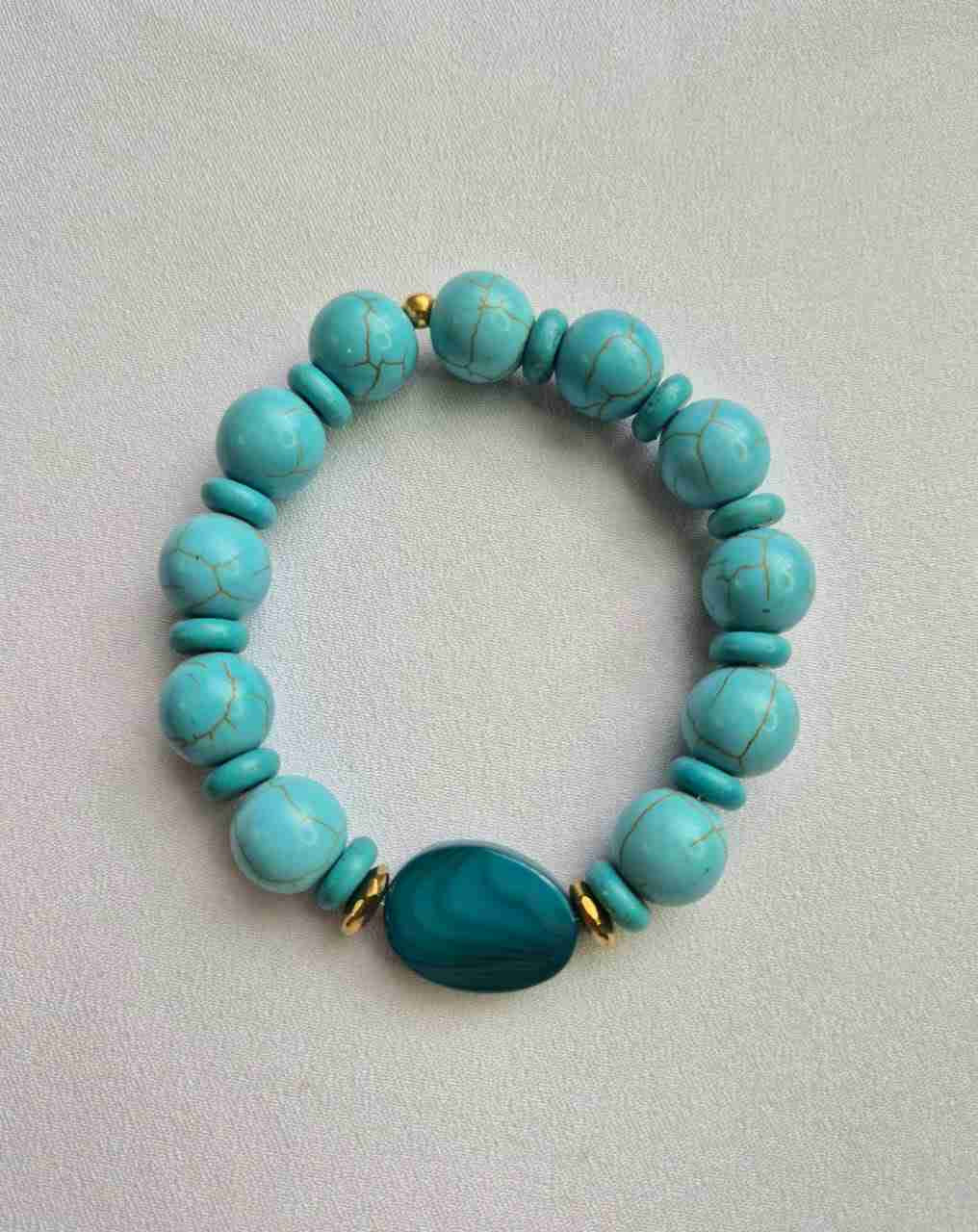 Pulseira howlita turquesa e ágata azul