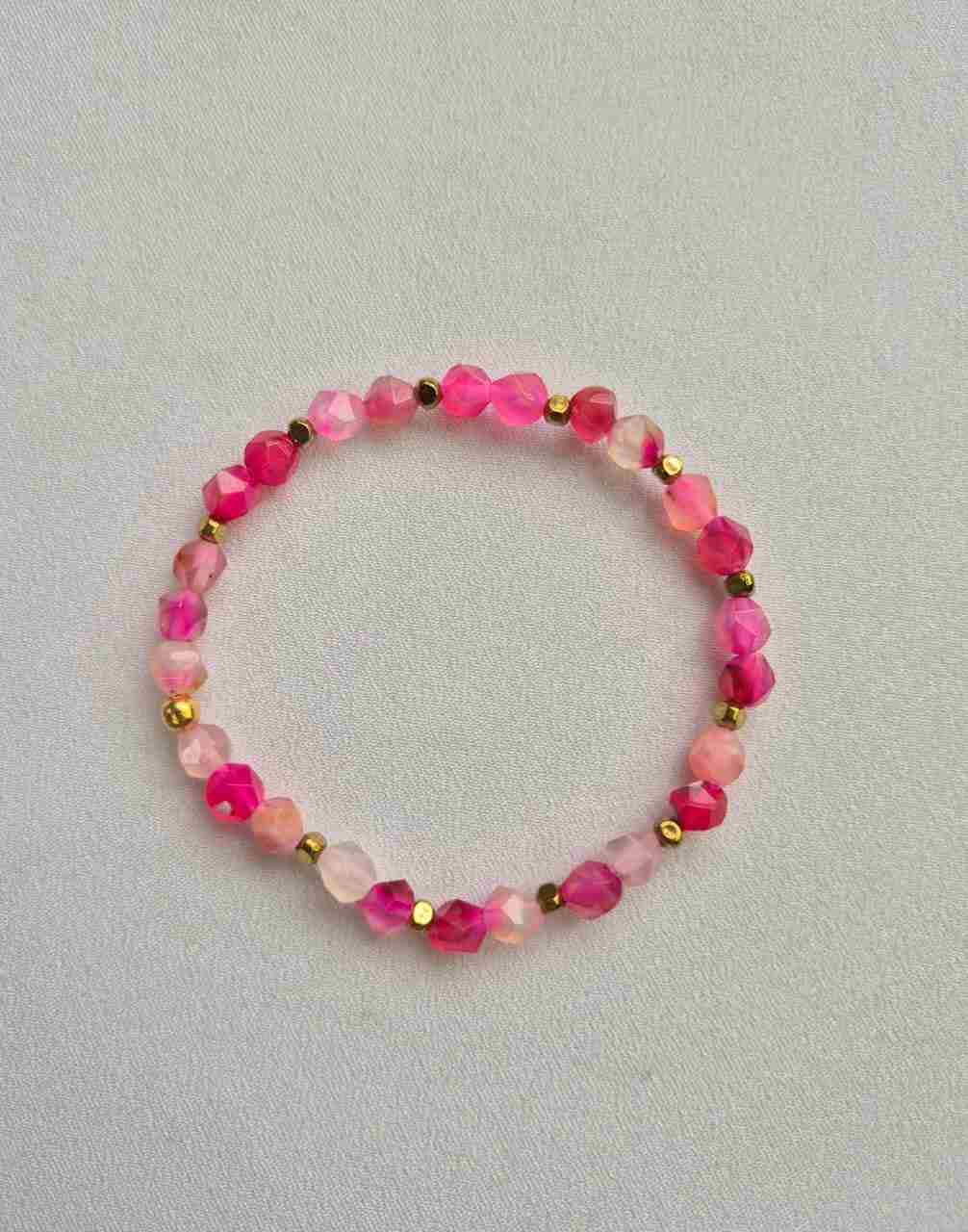 Pulseira  ágata pink facetada